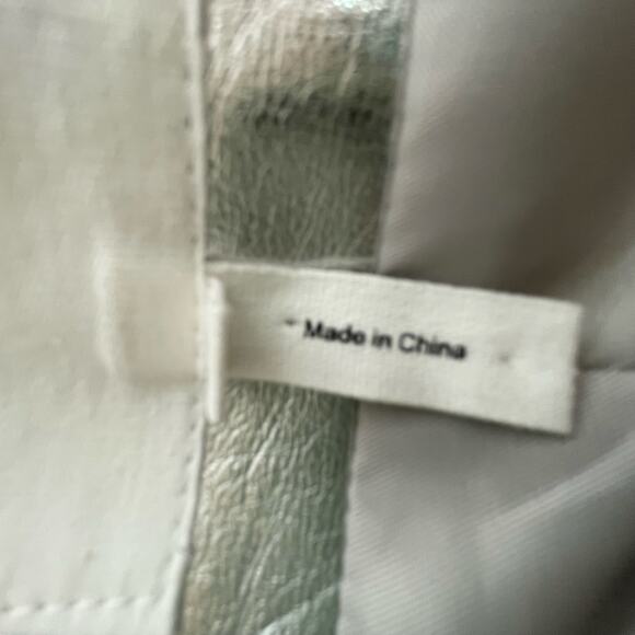 Avec Les Filles Silver Metallic Button Front Trench Coat Belted Medium *flawed - Picture 9 of 13